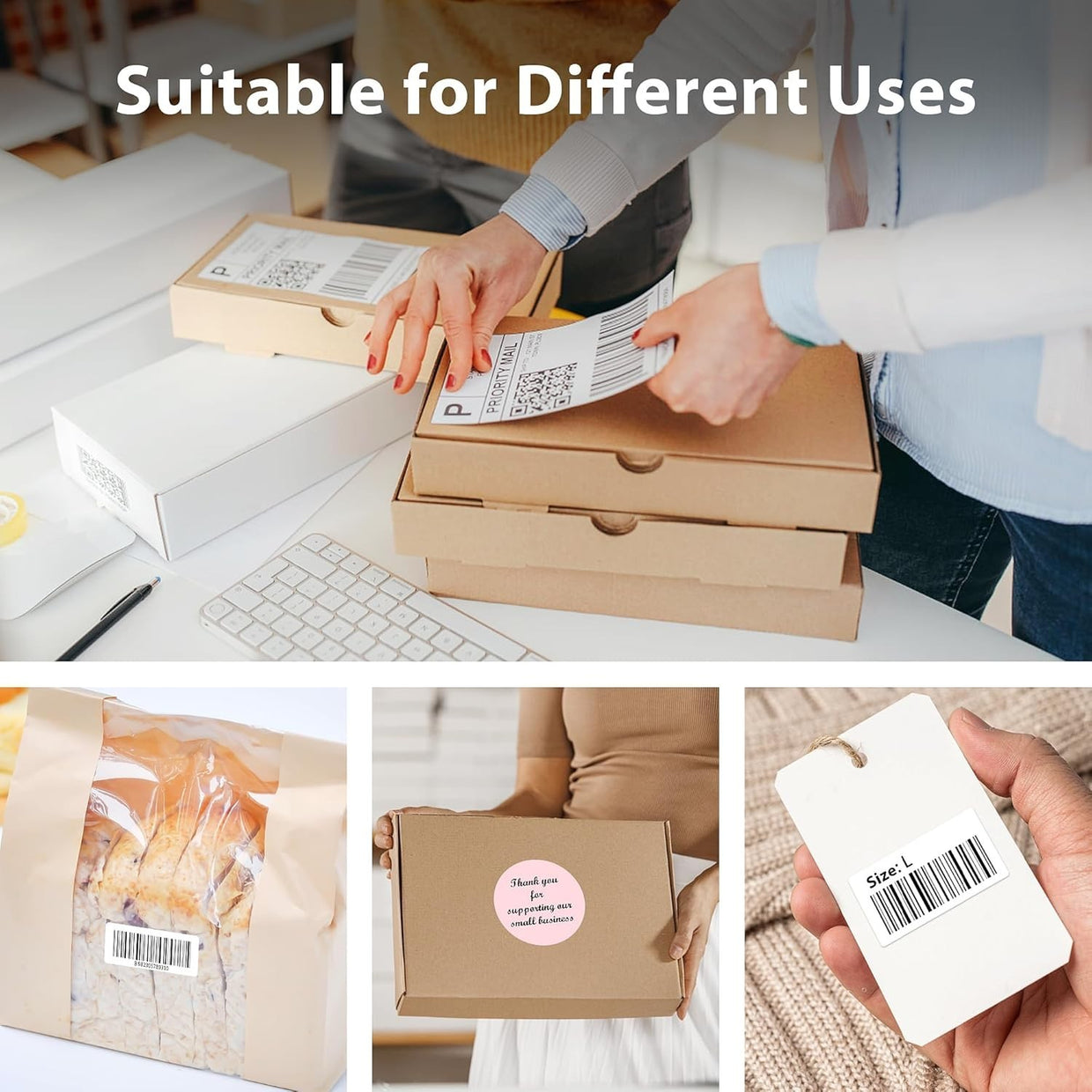 Grey 4x6 Thermal Shipping Label Printer USB High Speed 150mm/s Desktop - Kwikley