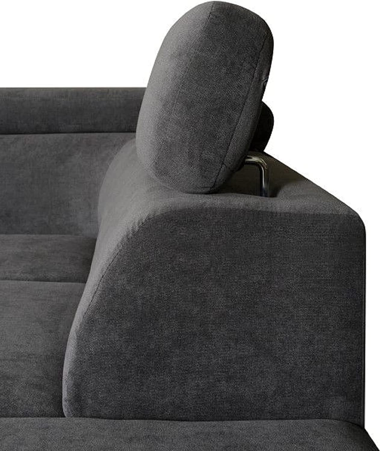 Grey 5 - Seater L - Shape Sofa Bed Corner with Storage Left Arm Premium - Kwikley