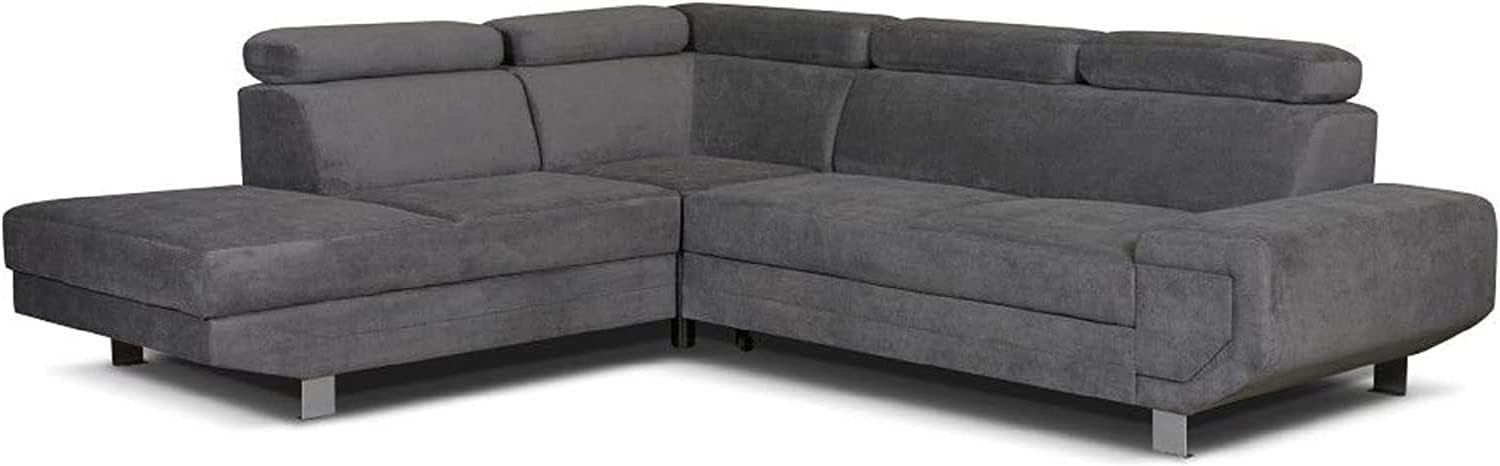 Grey 5 - Seater L - Shape Sofa Bed Corner with Storage Left Arm Premium - Kwikley