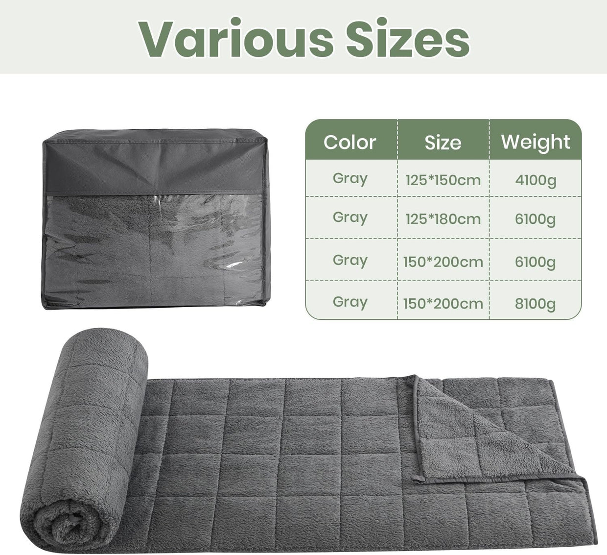 Grey 8kg Weighted Flannel Blanket 150x200cm for Adults Winter - Kwikley