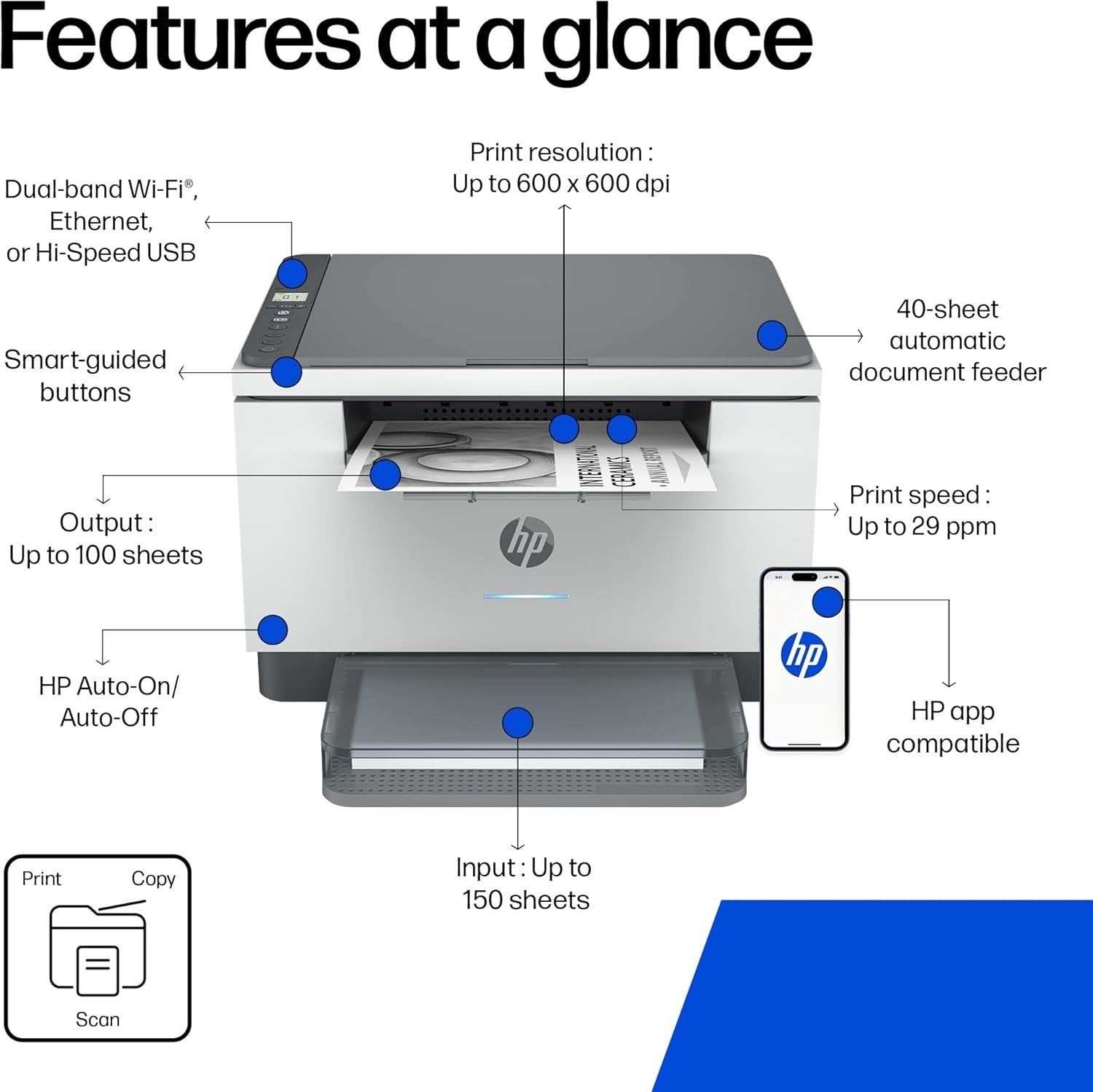 Grey A4 Mono Laser All In One Printer Wireless Duplex 30ppm - Kwikley