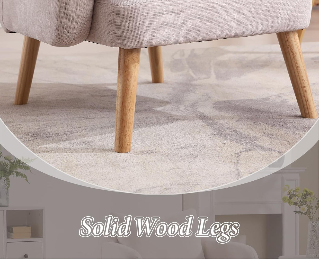 Grey Accent Armchair Chenille Lounge Chair with Wood Legs for Living Room - Kwikley