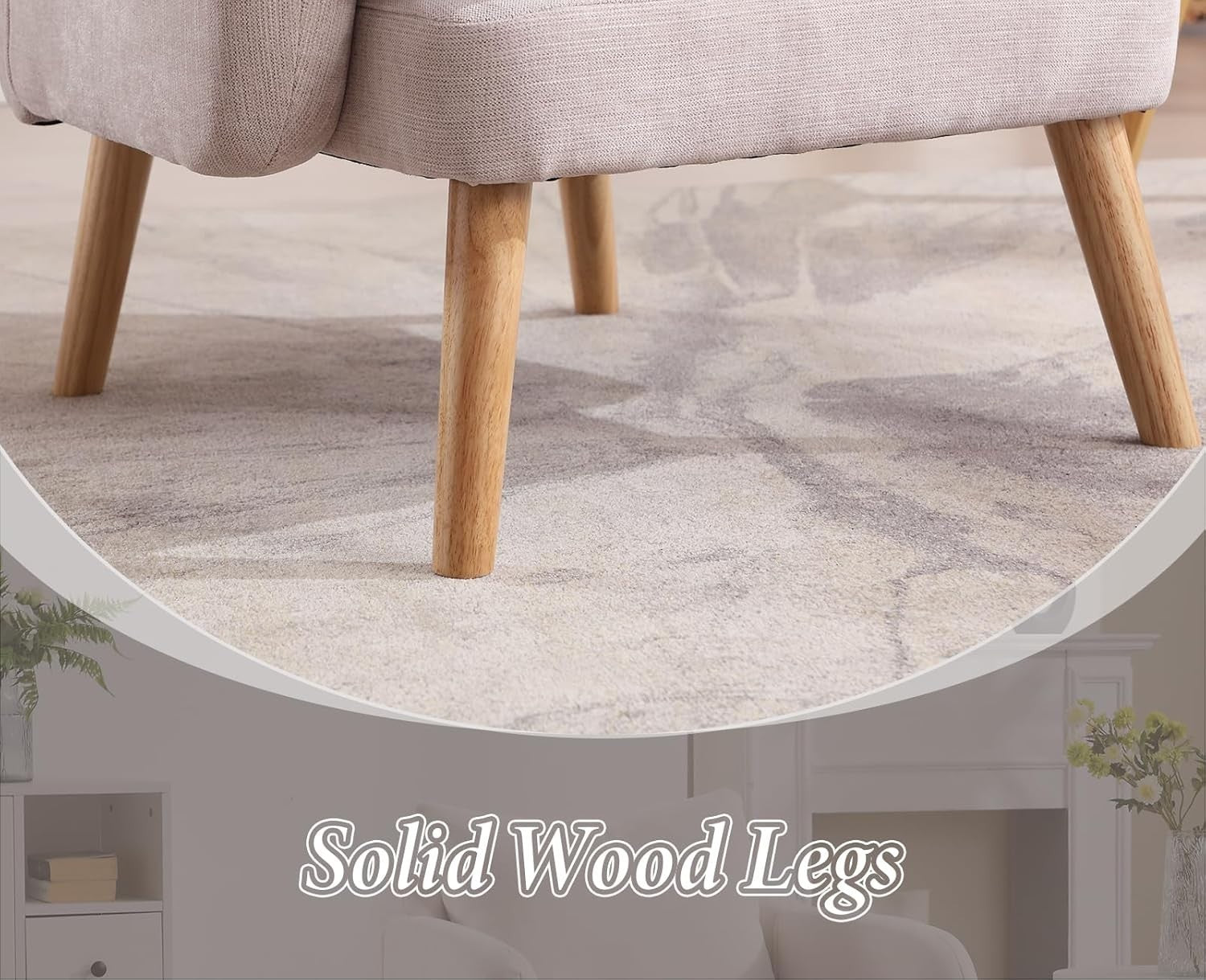 Grey Accent Armchair Chenille Lounge Chair with Wood Legs for Living Room - Kwikley