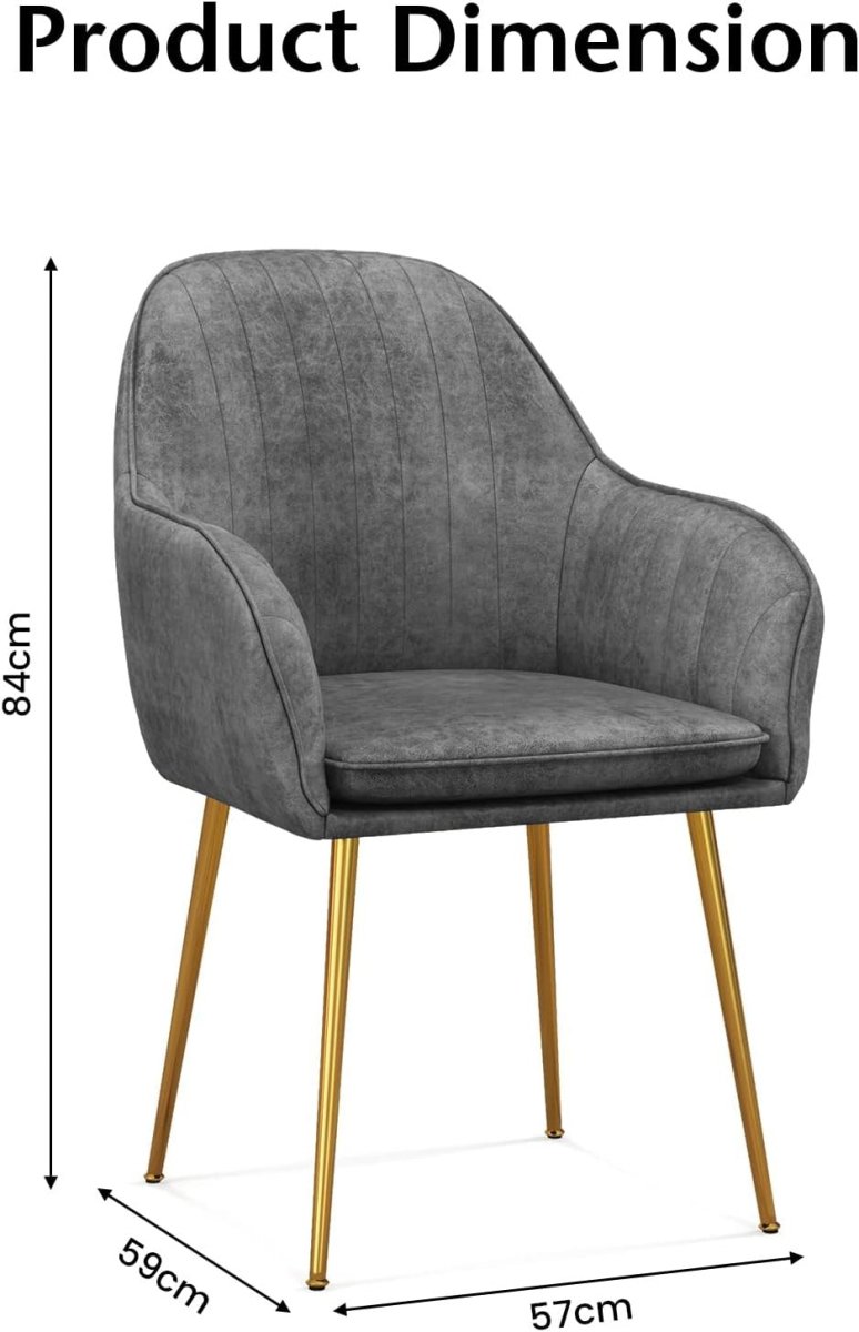 Grey Accent Chairs Set of 2 Padded Lounge Dining Chairs - Kwikley