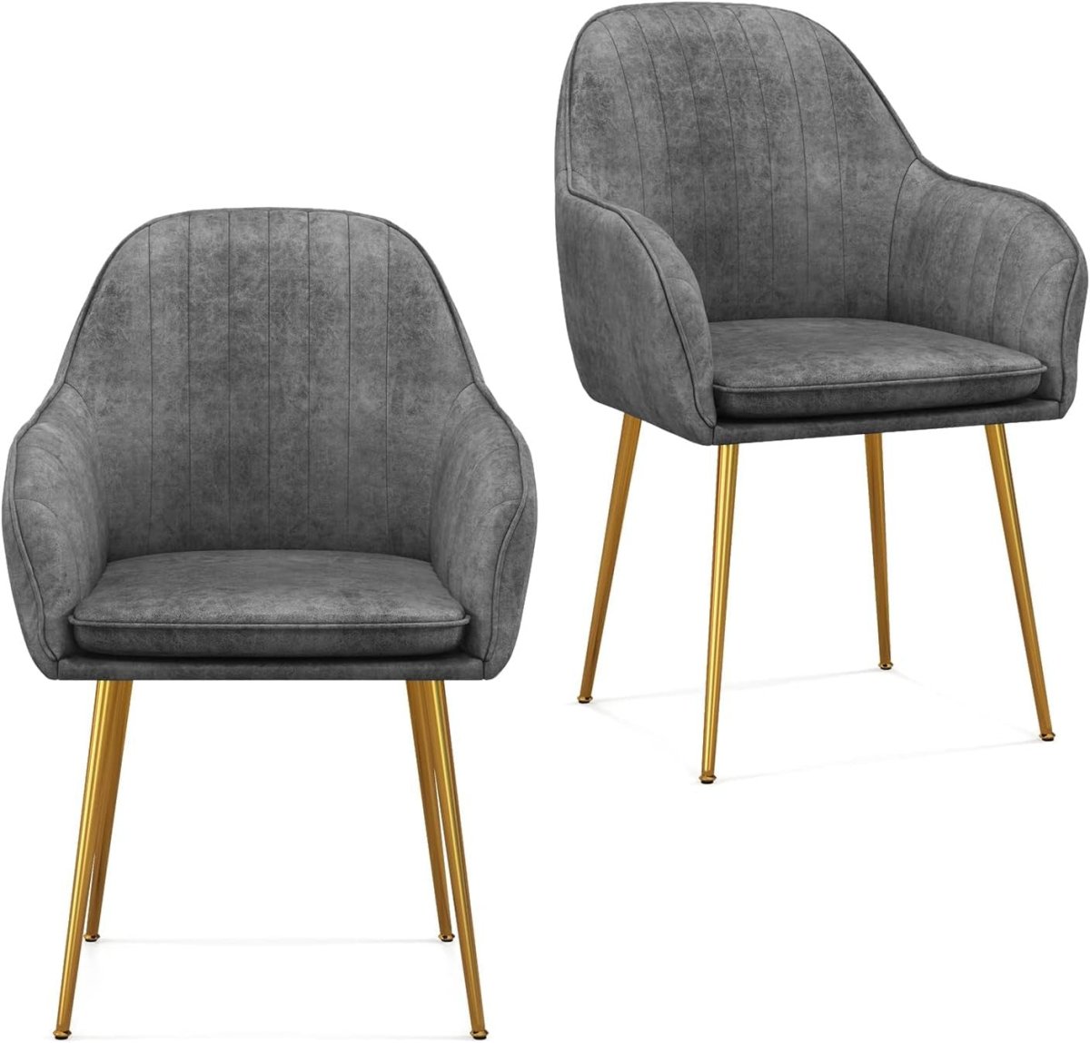 Grey Accent Chairs Set of 2 Padded Lounge Dining Chairs - Kwikley
