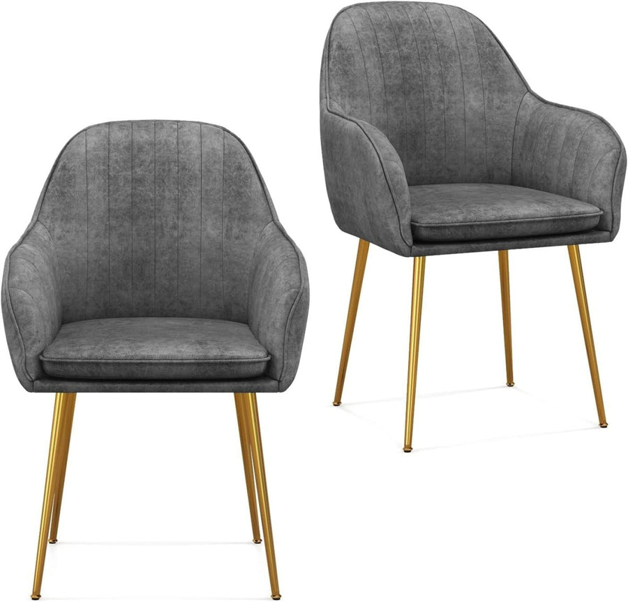 Grey Accent Chairs Set of 2 Padded Lounge Dining Chairs - Kwikley