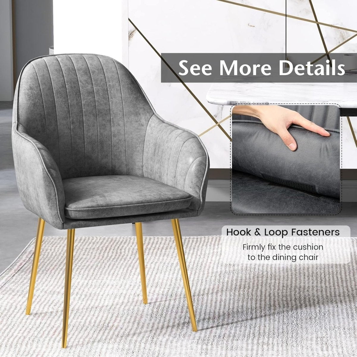 Grey Accent Chairs Set of 2 Padded Lounge Dining Chairs - Kwikley