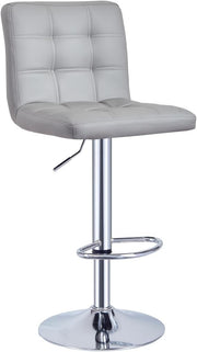 Grey Adjustable Swivel Bar Stool 62 - 82cm Faux Leather Modern Seat - Kwikley