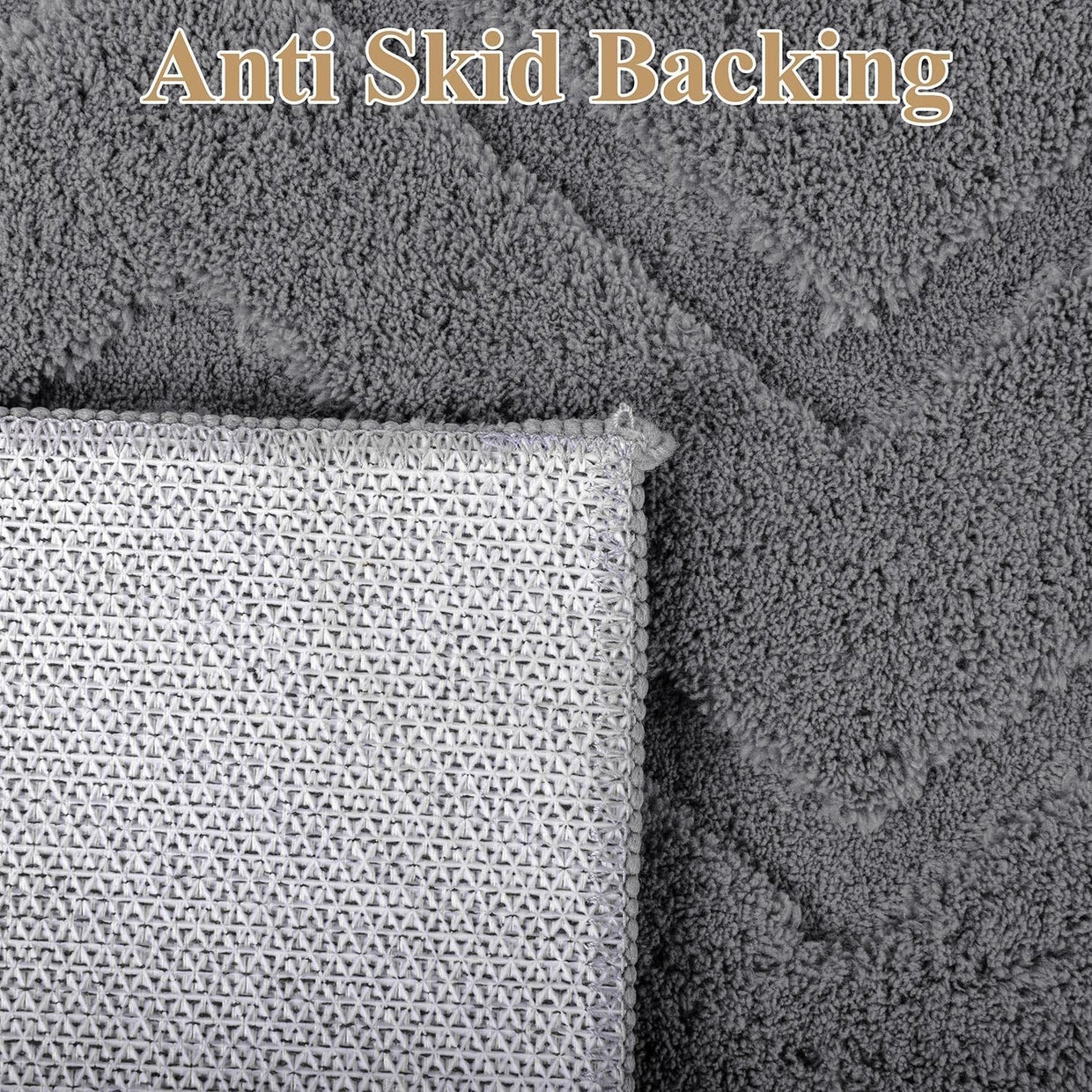 Grey Area Rug 80x150cm Washable Non Slip Soft Short Pile Living Room Carpet - Kwikley