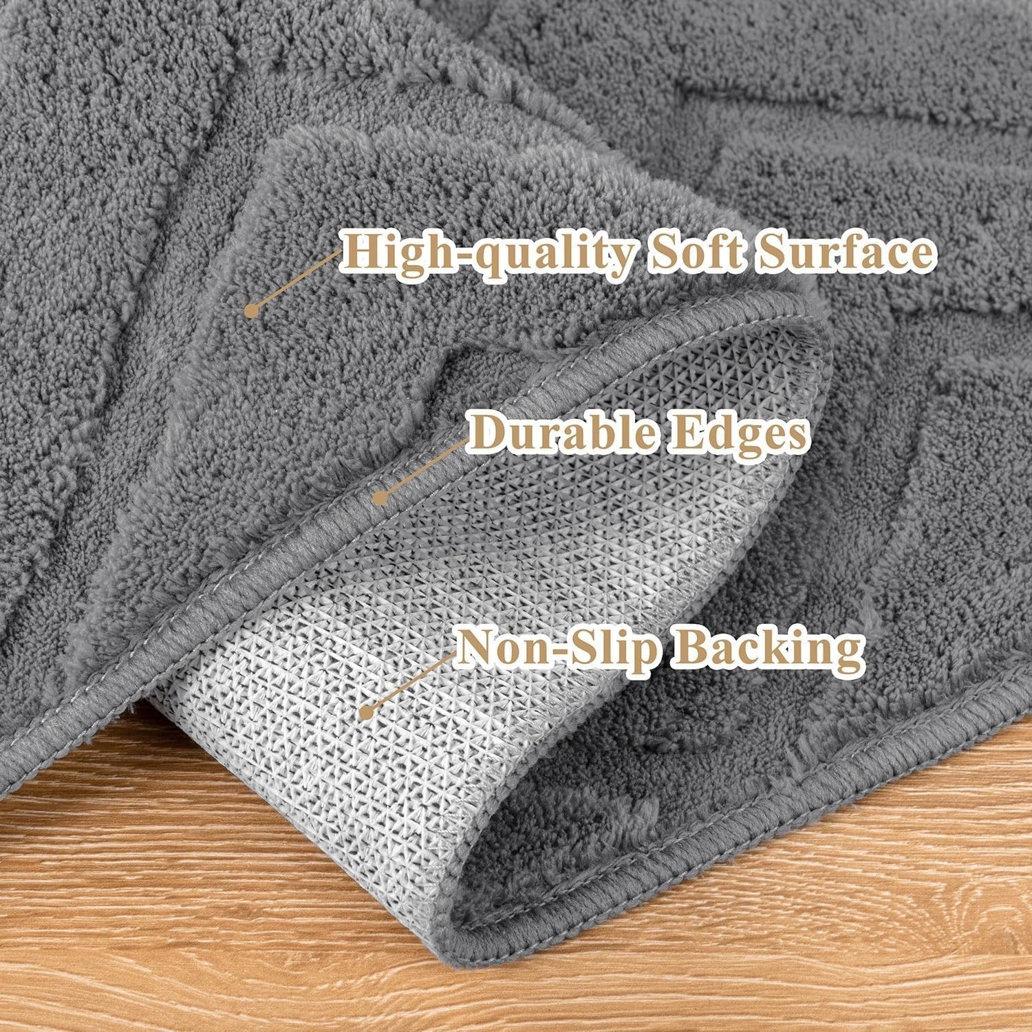 Grey Area Rug 80x150cm Washable Non Slip Soft Short Pile Living Room Carpet - Kwikley