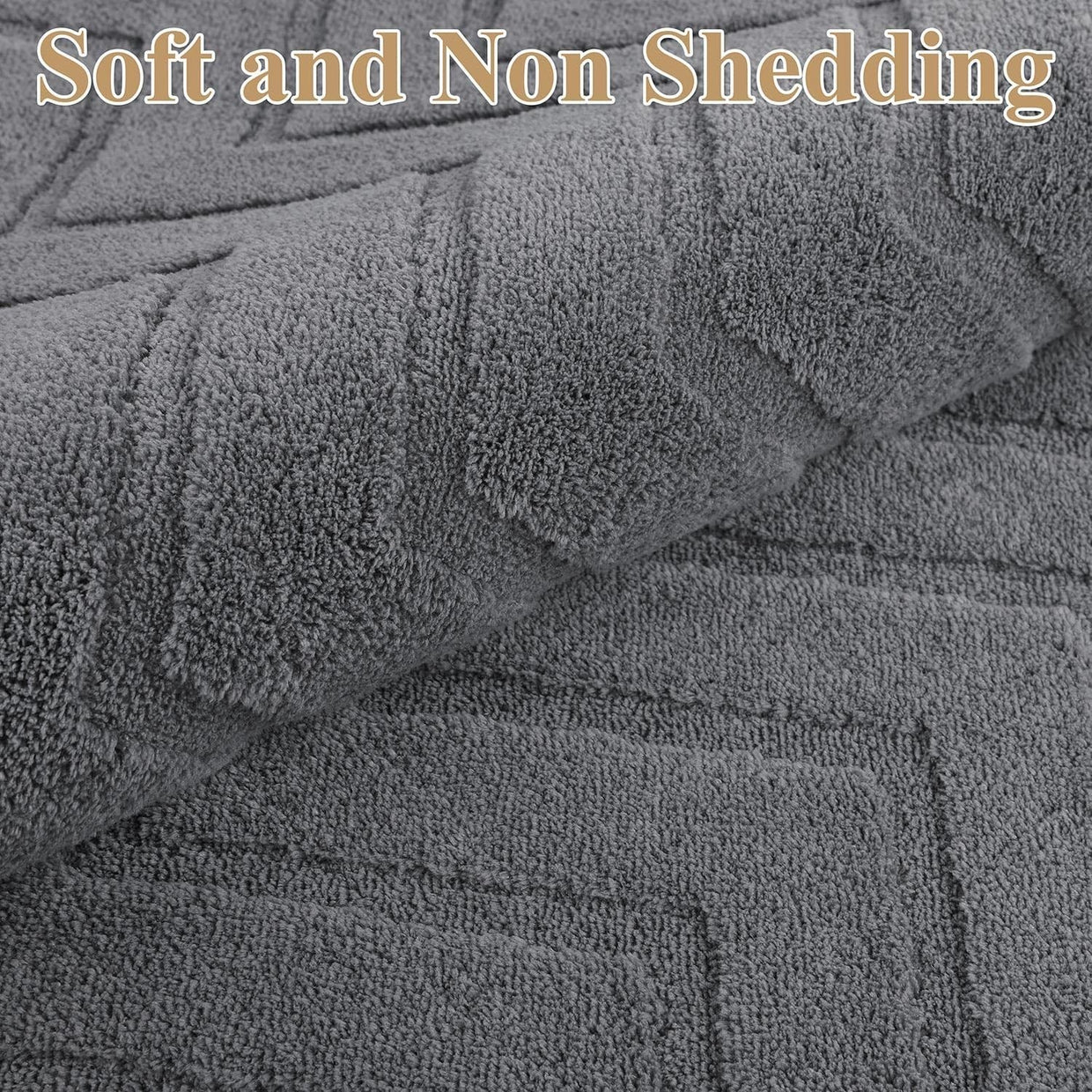 Grey Area Rug 80x150cm Washable Non Slip Soft Short Pile Living Room Carpet - Kwikley