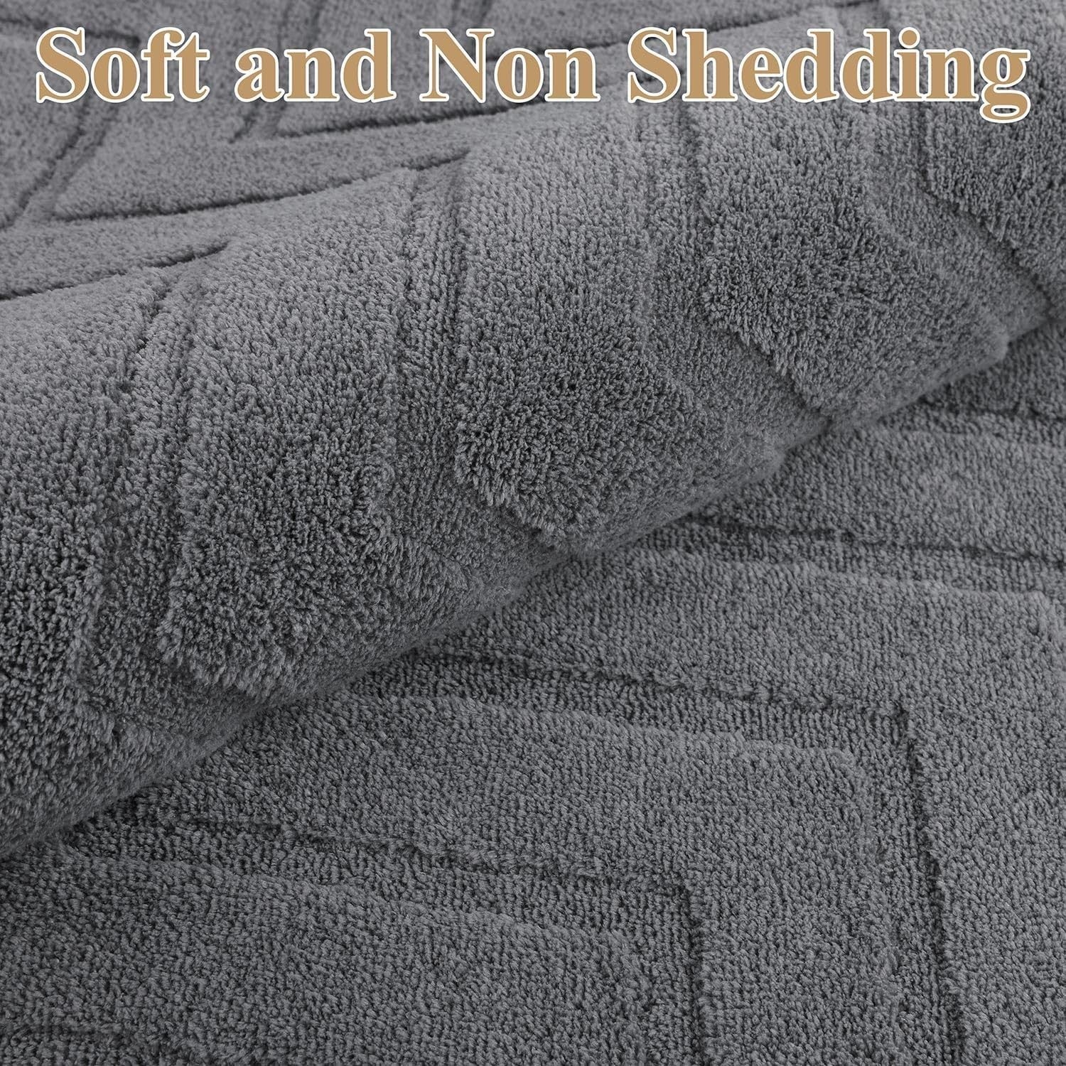 Grey Area Rug 80x150cm Washable Non Slip Soft Short Pile Living Room Carpet - Kwikley