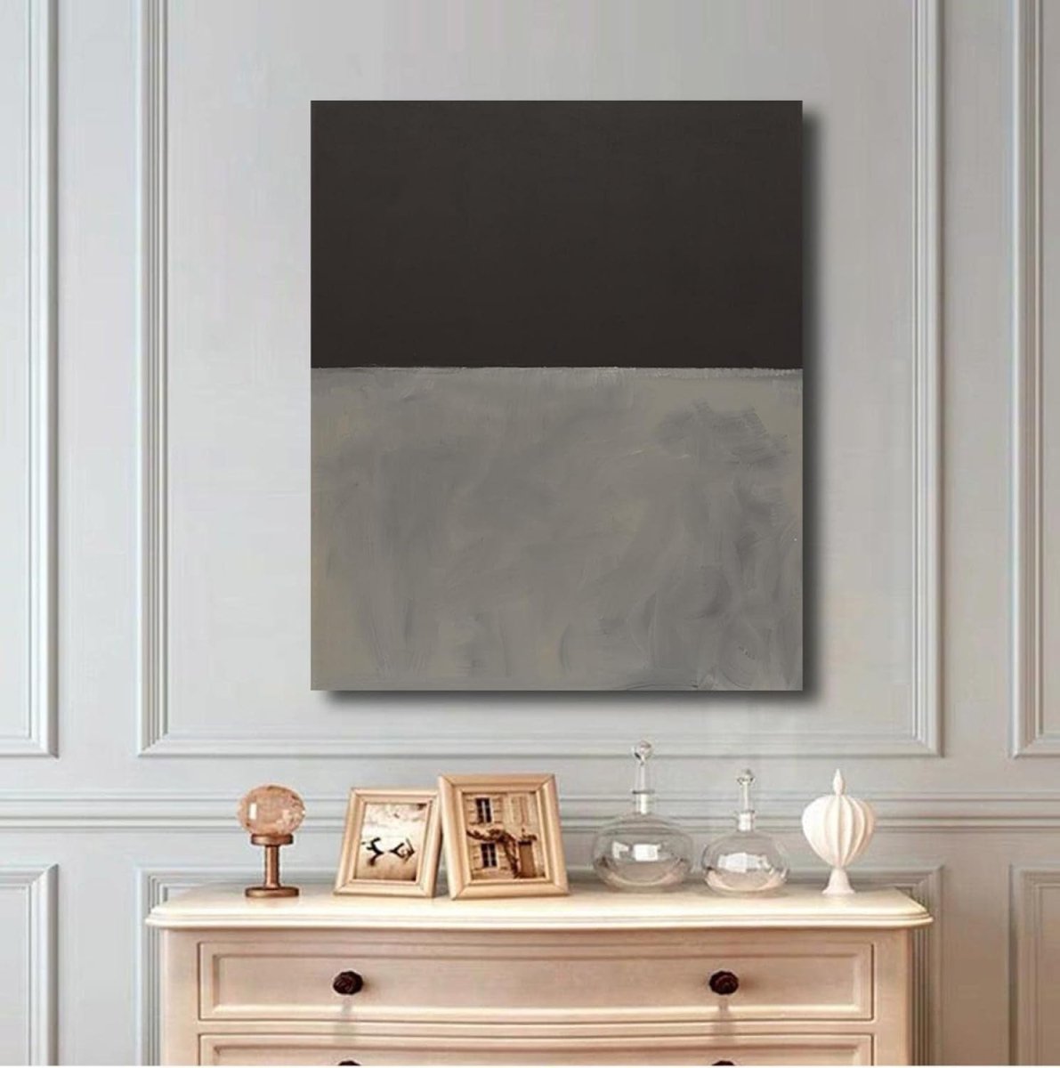 Grey Black Mark Rothko Canvas Wall Art 100x75 cm Framed Modern Decor - Kwikley