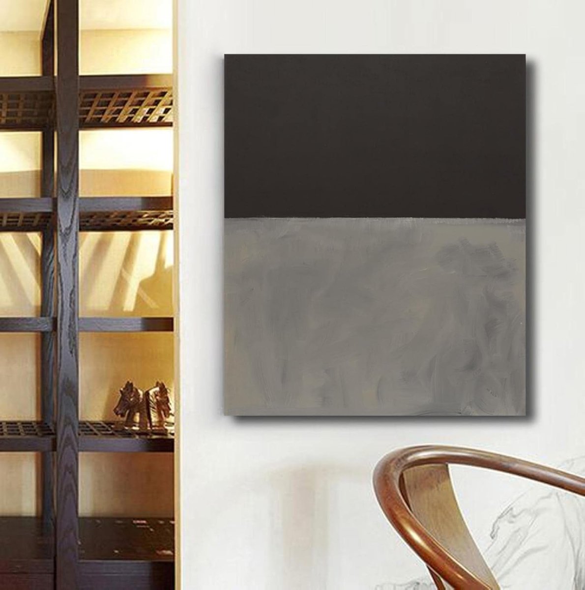 Grey Black Mark Rothko Canvas Wall Art 100x75 cm Framed Modern Decor - Kwikley