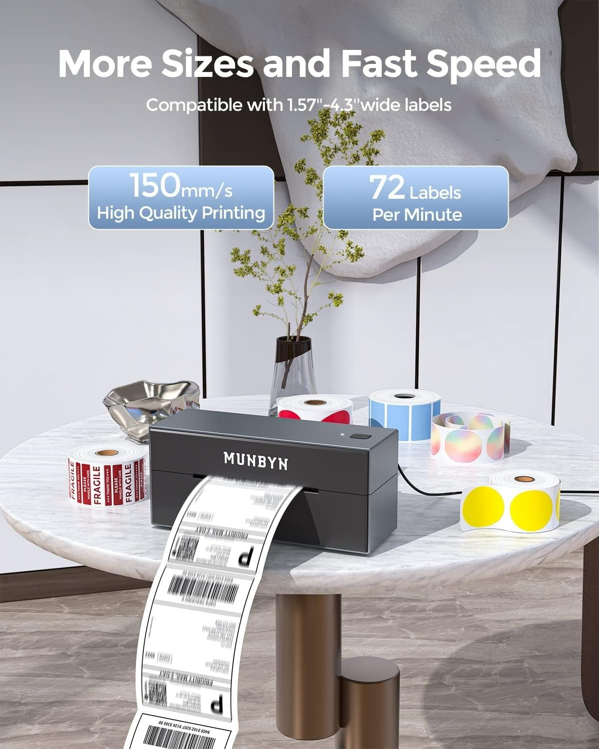 Grey Bluetooth Thermal Label Printer 4x6 Shipping Business Portable - Kwikley