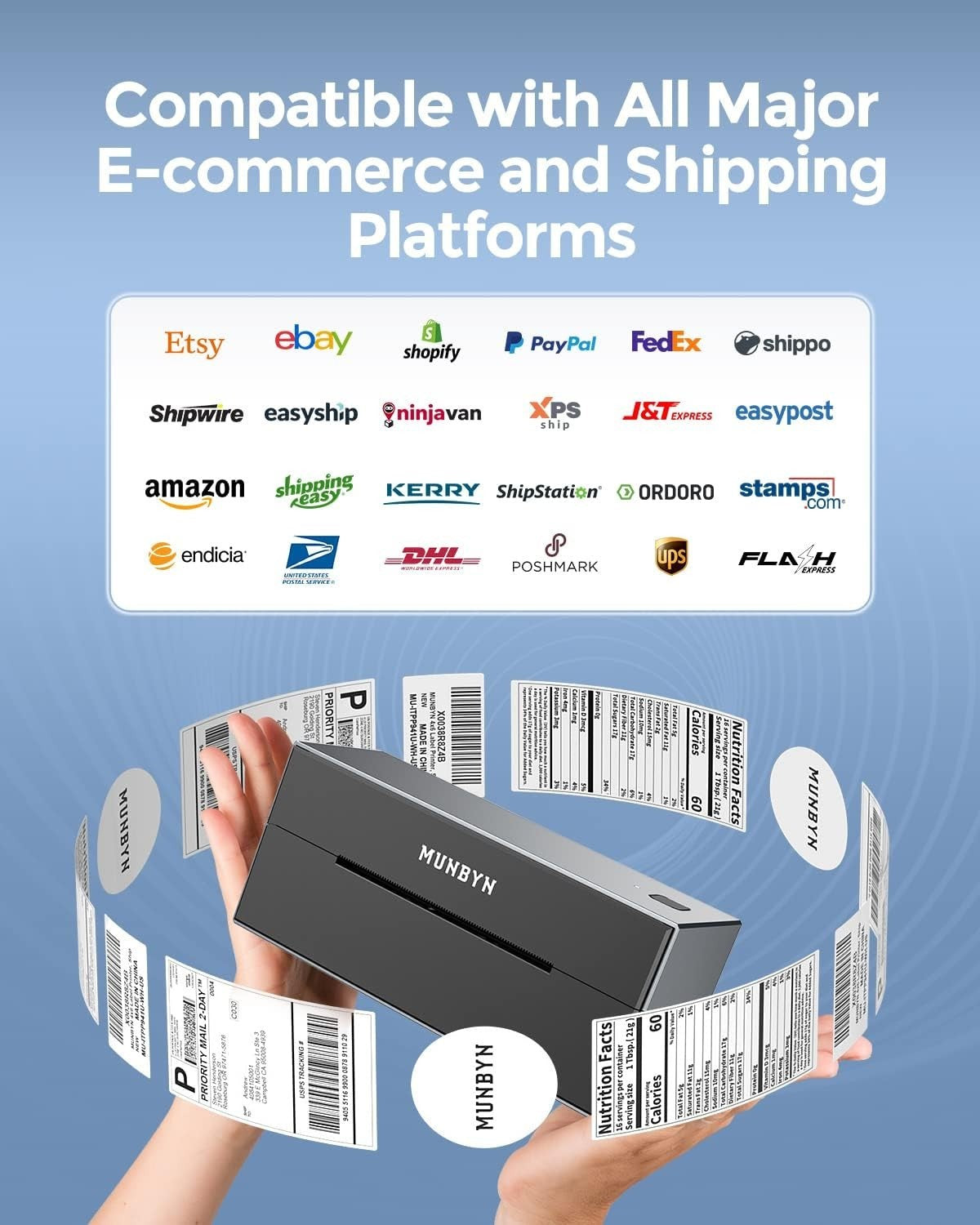 Grey Bluetooth Thermal Label Printer 4x6 Shipping Business Portable - Kwikley
