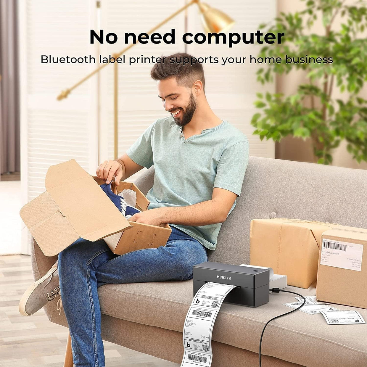 Grey Bluetooth Thermal Label Printer 4x6 Shipping Business Portable - Kwikley