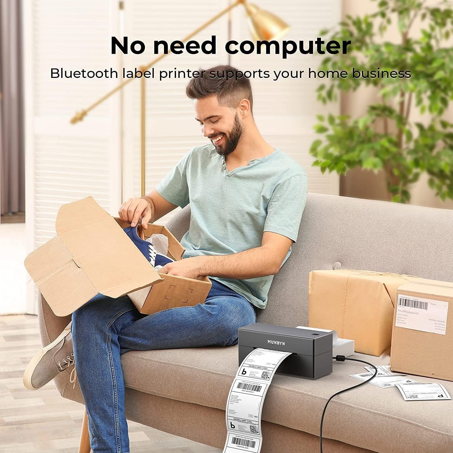 Grey Bluetooth Thermal Label Printer 4x6 Shipping Business Portable - Kwikley