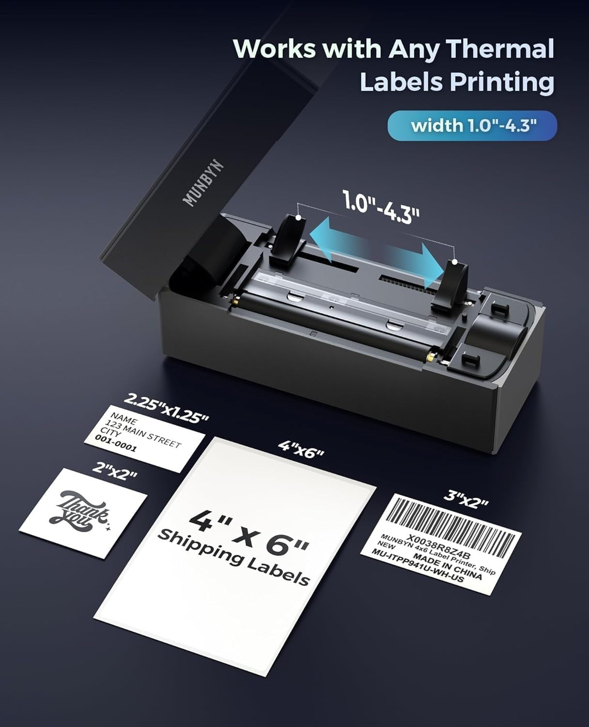 Grey Bluetooth Thermal Label Printer 4x6 Shipping Business Portable - Kwikley