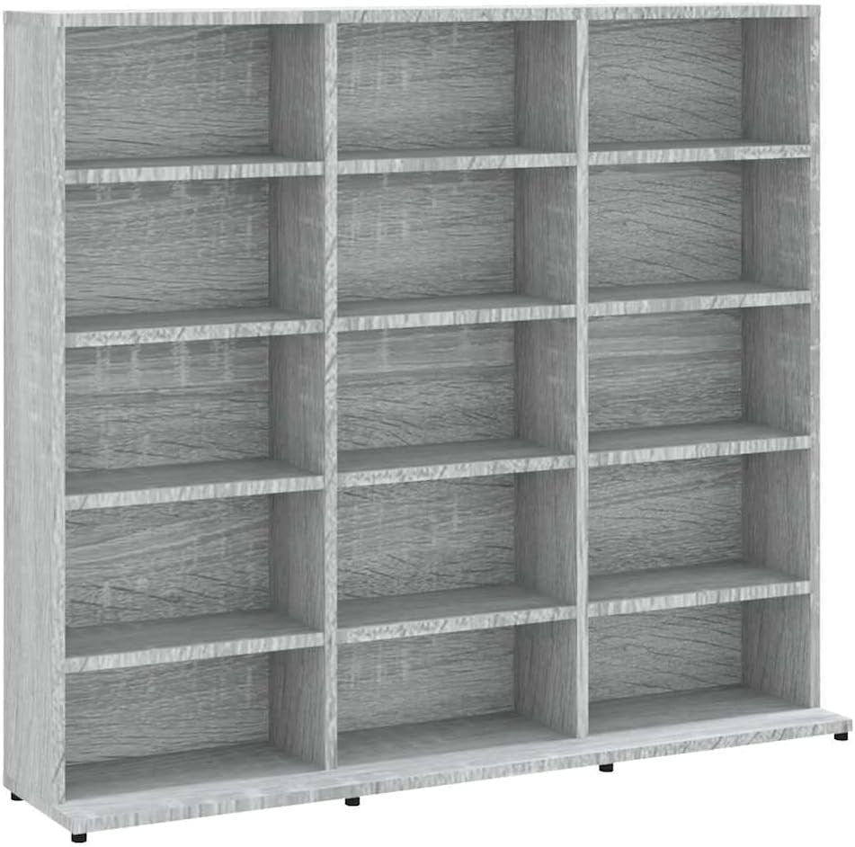 Grey CD DVD Storage Cabinet Media Organizer Shelf Unit 100cm Bookcase - Kwikley