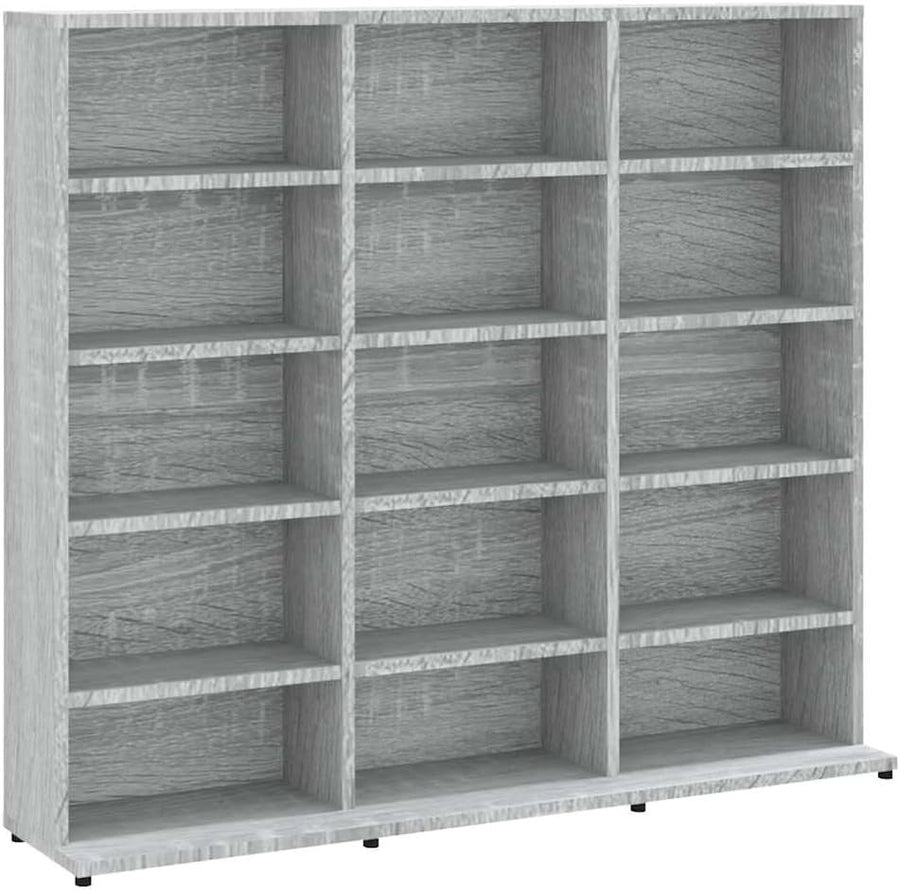 Grey CD DVD Storage Cabinet Media Organizer Shelf Unit 100cm Bookcase - Kwikley