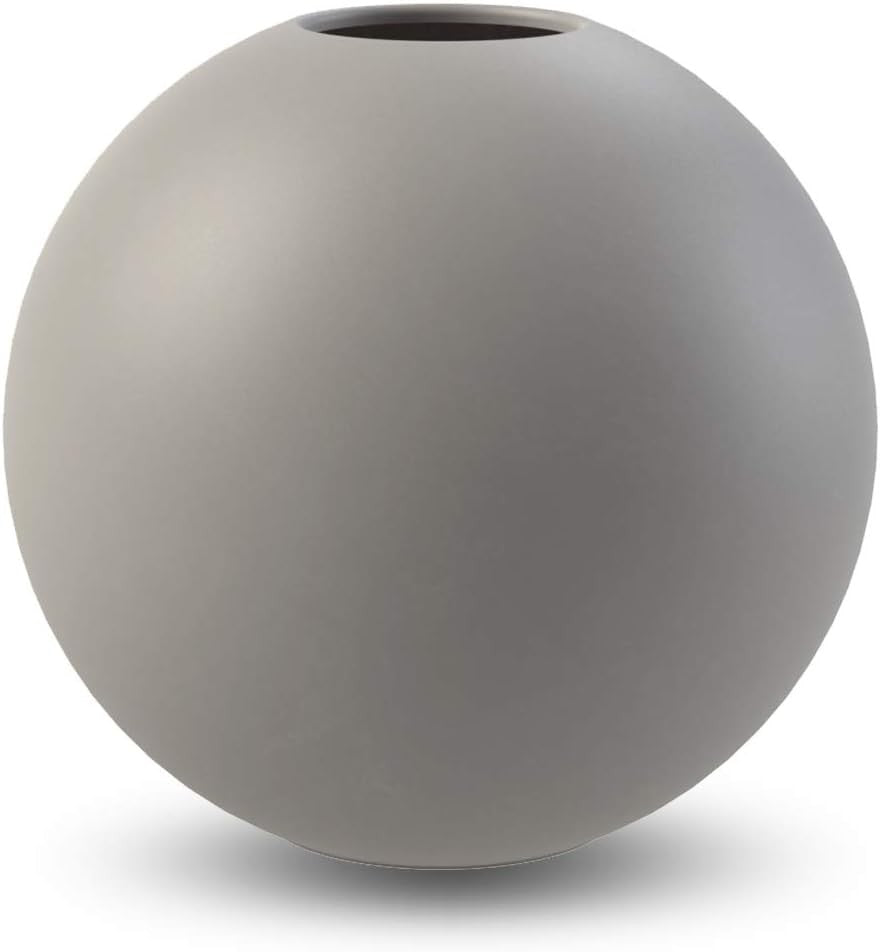 Grey Ceramic Ball Vase 20cm Modern Round Minimal Table Home Decor - Kwikley