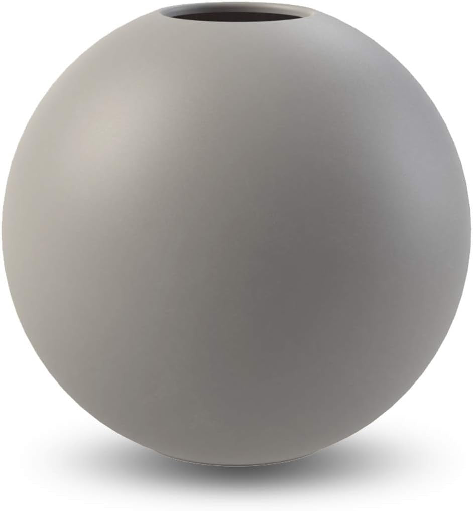 Grey Ceramic Ball Vase 20cm Modern Round Minimal Table Home Decor - Kwikley