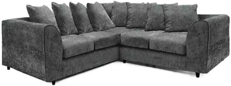 Grey Chenille 2C2 Corner Sofa – 5 Seater Scatter Back Couch for Living Room - Kwikley
