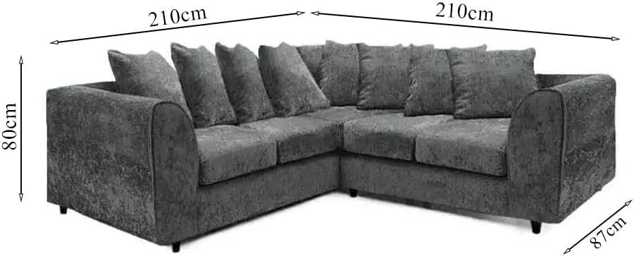 Grey Chenille 2C2 Corner Sofa – 5 Seater Scatter Back Couch for Living Room - Kwikley