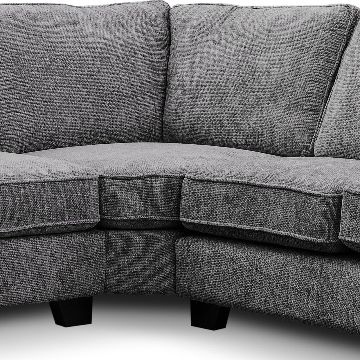 Grey Chenille 5 Seater L Shaped Corner Sofa – Removable Cushions & Piping - Kwikley