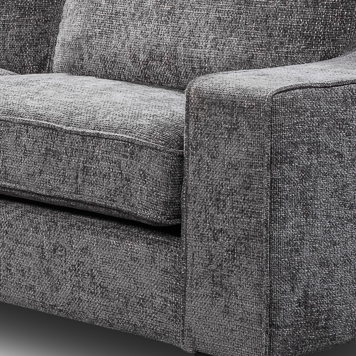 Grey Chenille 5 Seater L Shaped Corner Sofa – Removable Cushions & Piping - Kwikley