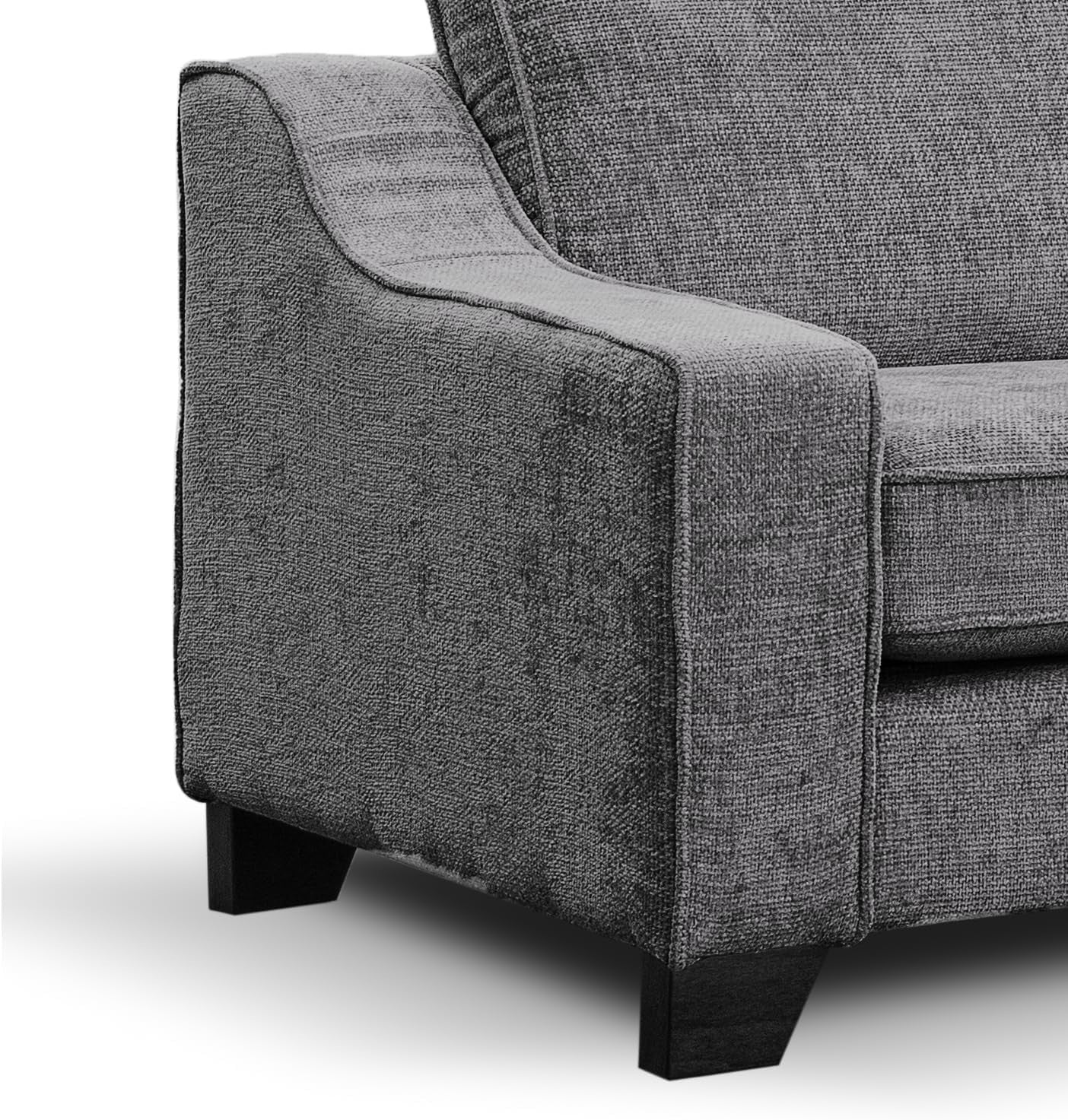 Grey Chenille 5 Seater L Shaped Corner Sofa – Removable Cushions & Piping - Kwikley