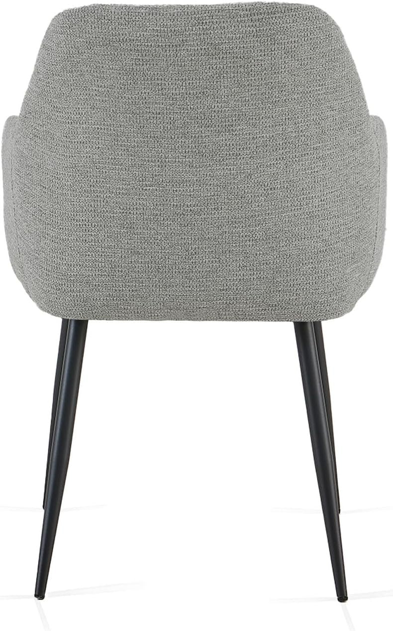 Grey Chenille Dining Chair Plush Fabric Padded Seat Armchair Metal Legs - Kwikley