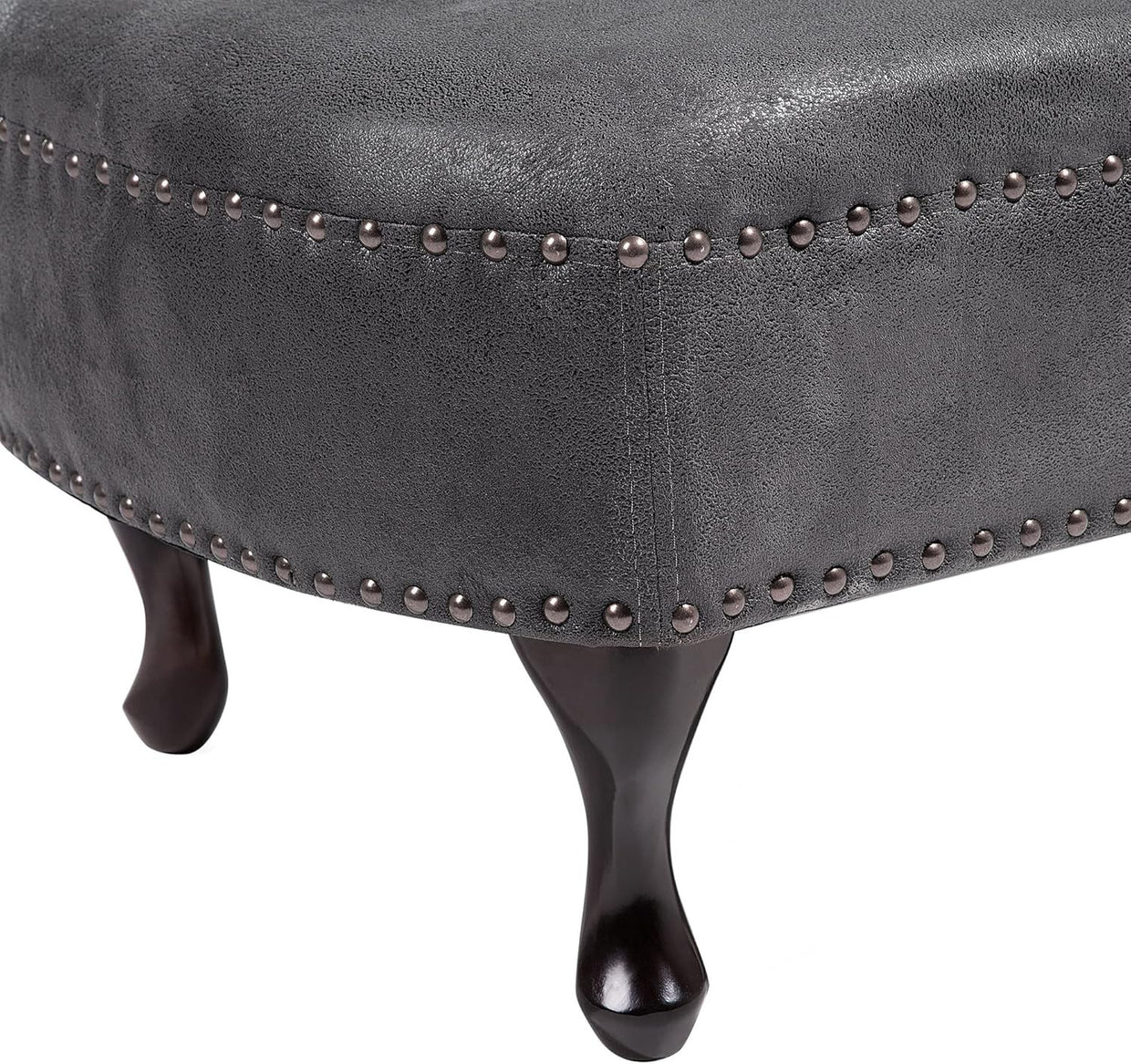 Grey Chesterfield Chaise Lounge Faux Suede Right Hand Tufted Vintage Sofa - Kwikley