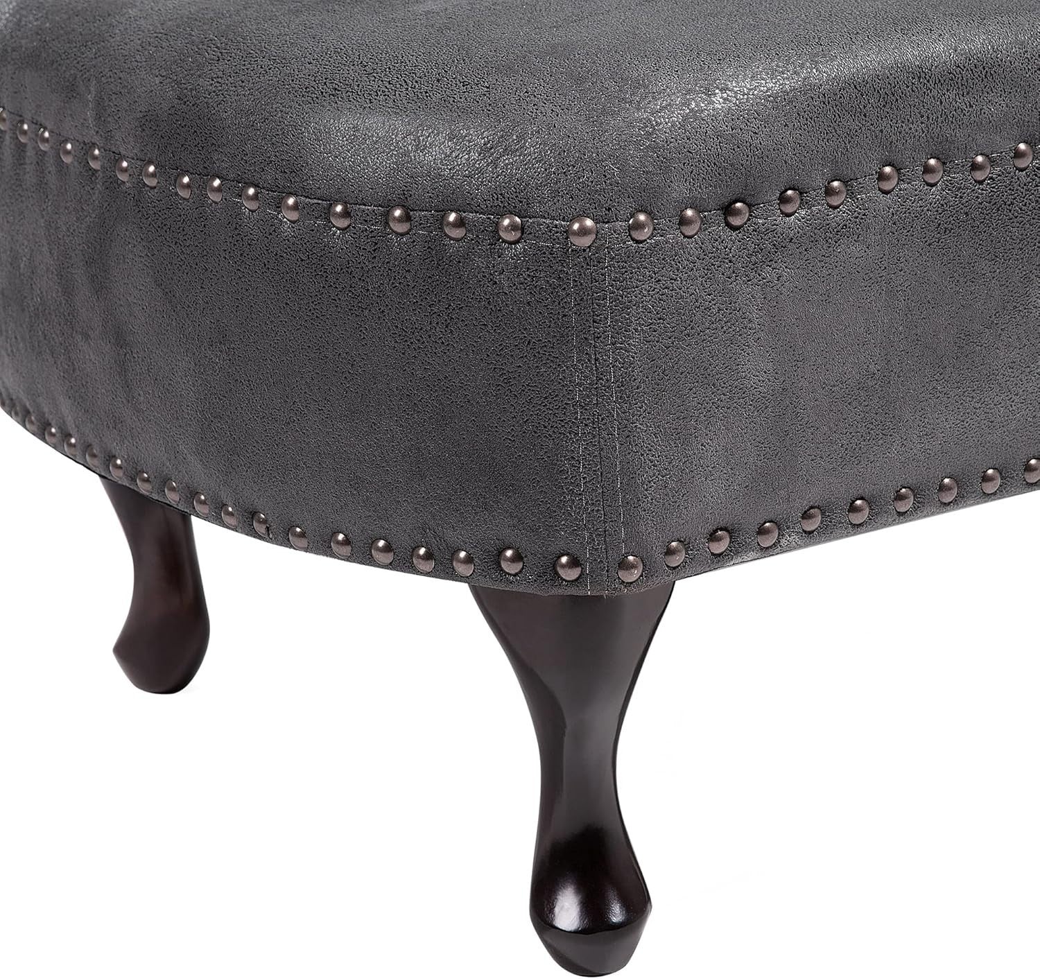 Grey Chesterfield Chaise Lounge Faux Suede Right Hand Tufted Vintage Sofa - Kwikley