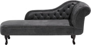 Grey Chesterfield Chaise Lounge Faux Suede Right Hand Tufted Vintage Sofa - Kwikley