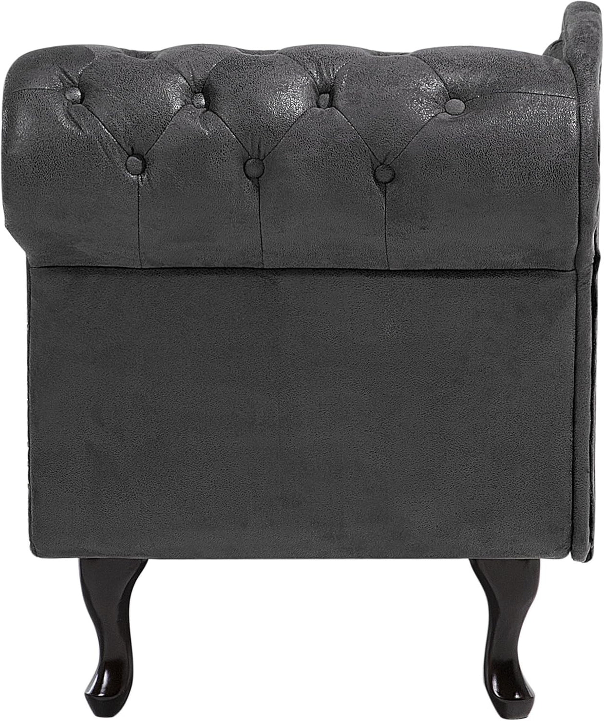 Grey Chesterfield Chaise Lounge Faux Suede Right Hand Tufted Vintage Sofa - Kwikley