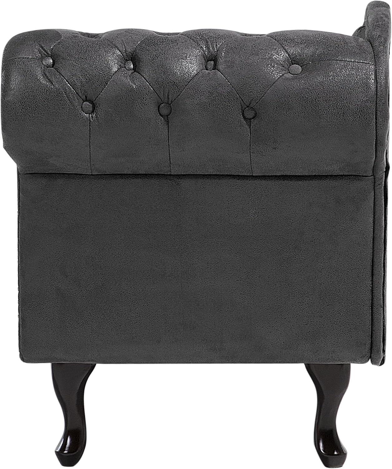 Grey Chesterfield Chaise Lounge Faux Suede Right Hand Tufted Vintage Sofa - Kwikley