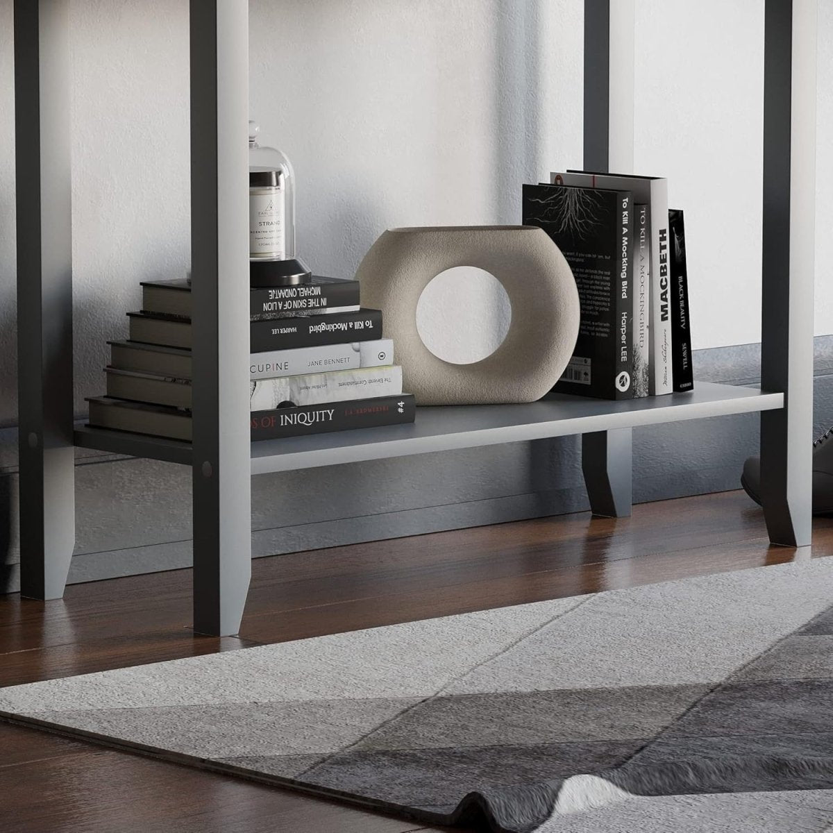 Grey Console Table with 2 Drawers & Undershelf – Stylish Storage for Hallway - Kwikley