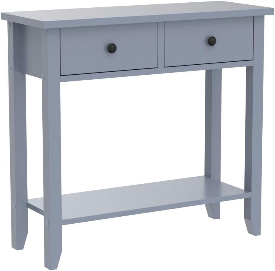 Grey Console Table with 2 Drawers & Undershelf – Stylish Storage for Hallway - Kwikley