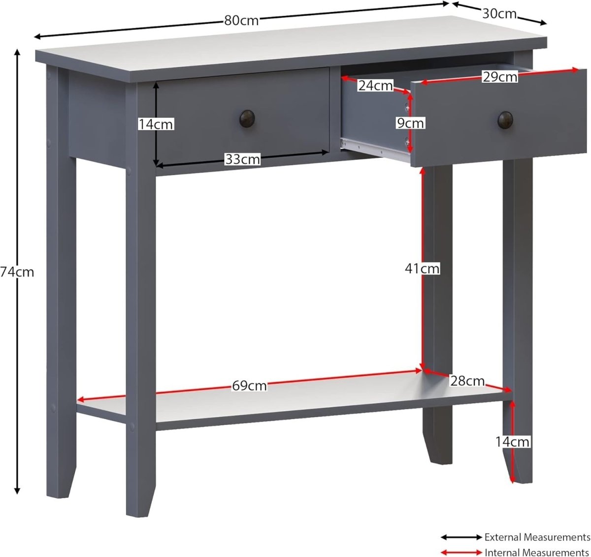 Grey Console Table with 2 Drawers & Undershelf – Stylish Storage for Hallway - Kwikley