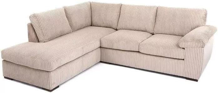Grey Corduroy Left Hand Corner Sofa Modern L Shape 4 Seater - Kwikley