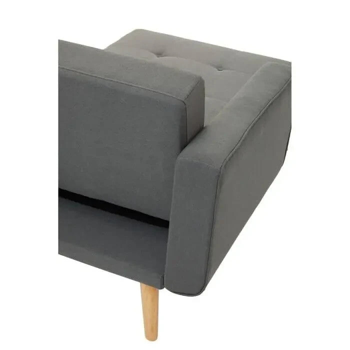 Grey Corner Sofa Bed Linen Upholstery w/ Wood Legs Modern L - Shape - Kwikley