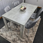 Grey Dining Table Set with 4 Upholstered Chairs – Modern Concrete Look - Kwikley