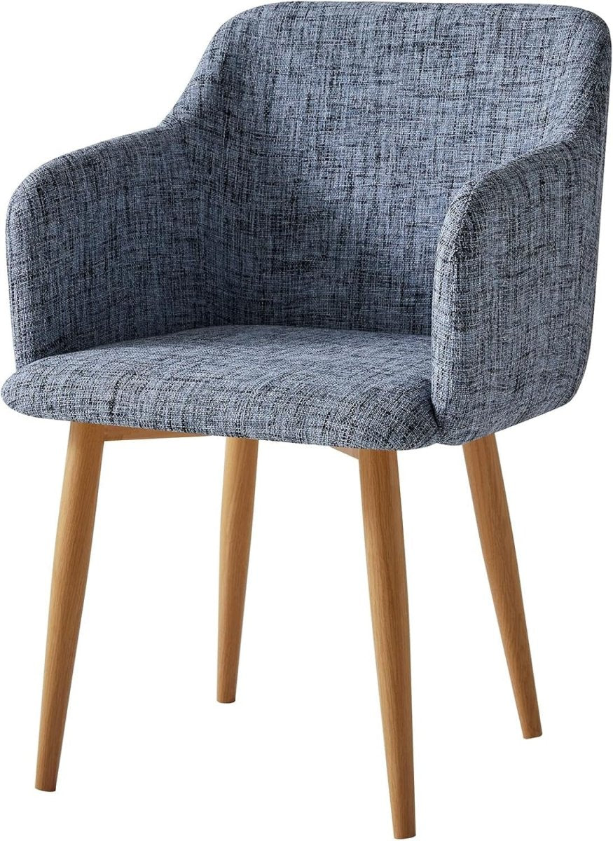 Grey Fabric Accent Chair Modern Tub Armchair Metal Legs - Kwikley
