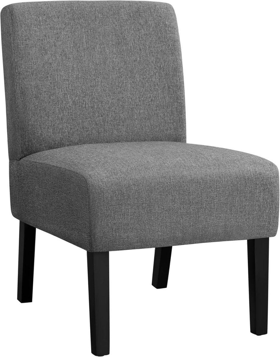 Grey Fabric Dining Accent Chair Solid Wood Legs Bedroom Living - Kwikley
