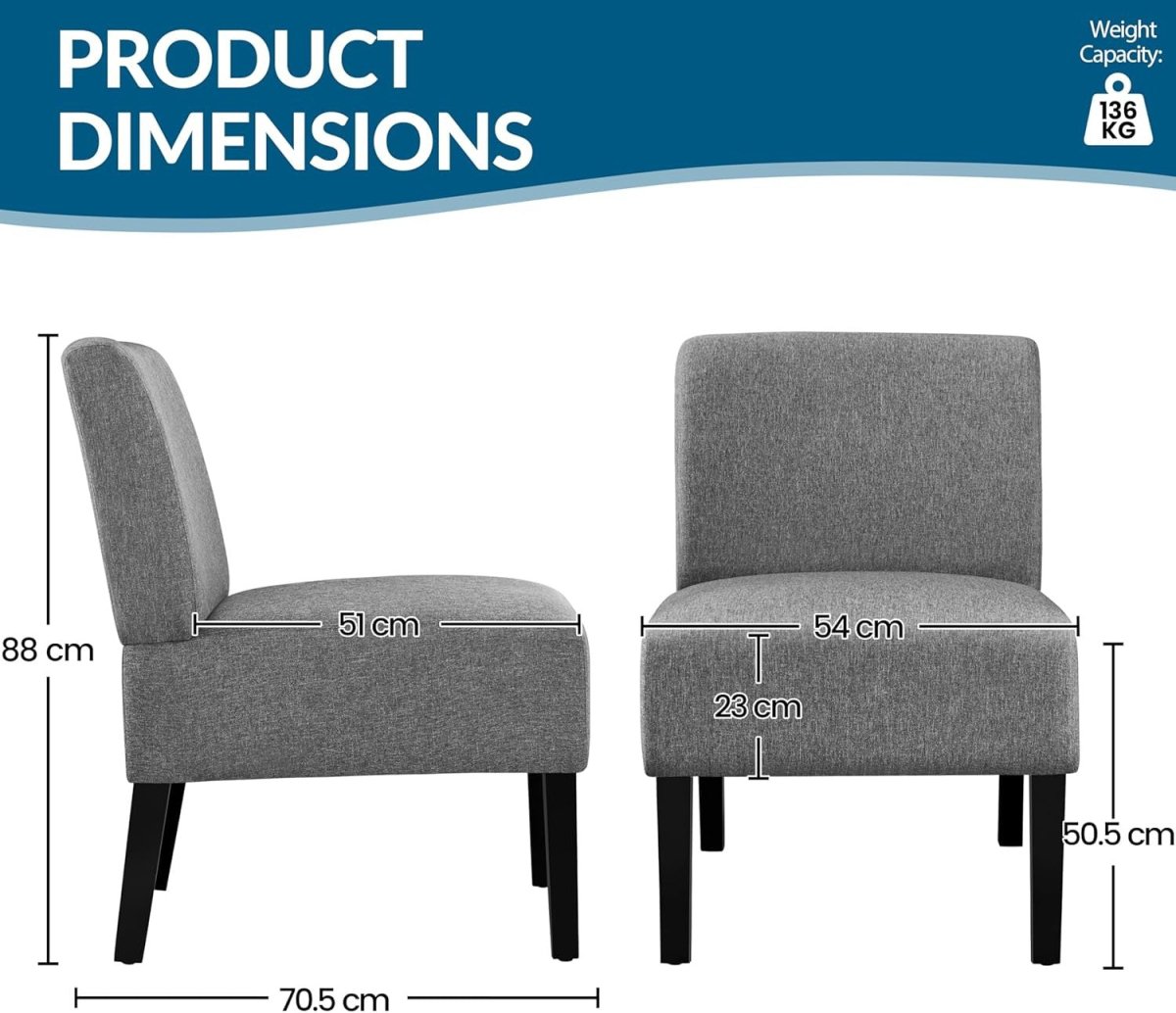 Grey Fabric Dining Accent Chair Solid Wood Legs Bedroom Living - Kwikley