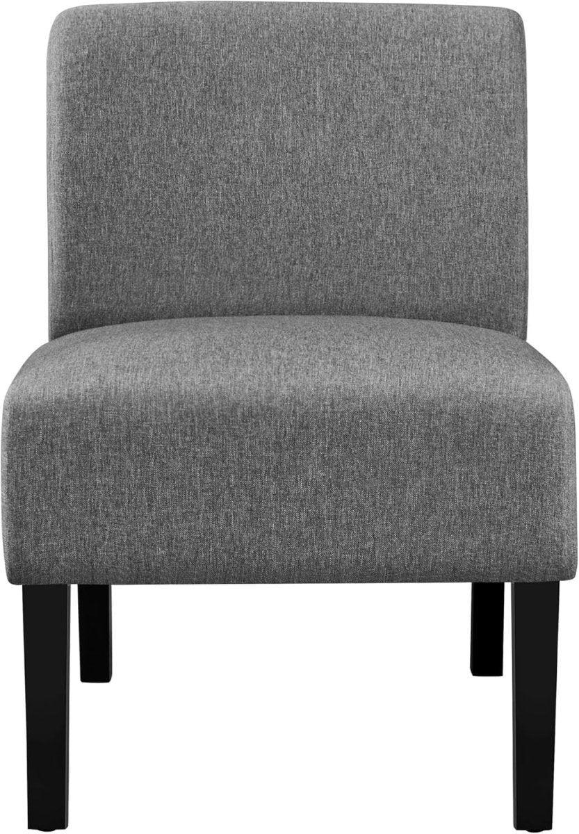 Grey Fabric Dining Accent Chair Solid Wood Legs Bedroom Living - Kwikley