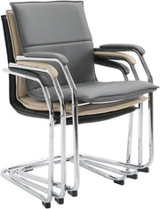 Grey Faux Leather Stackable Cantilever Office Meeting Room Chair Chrome Frame - Kwikley