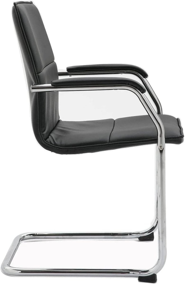 Grey Faux Leather Stackable Cantilever Office Meeting Room Chair Chrome Frame - Kwikley